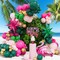Tropical Flamingo Balloons Garland Arch Kit, Hot Pink Green Macaron Pink Gold Confetti Exploding Star Foil Balloons with Flamingo Foil Balloon for Luau Hawaiian Beach Birthday Party Decorations